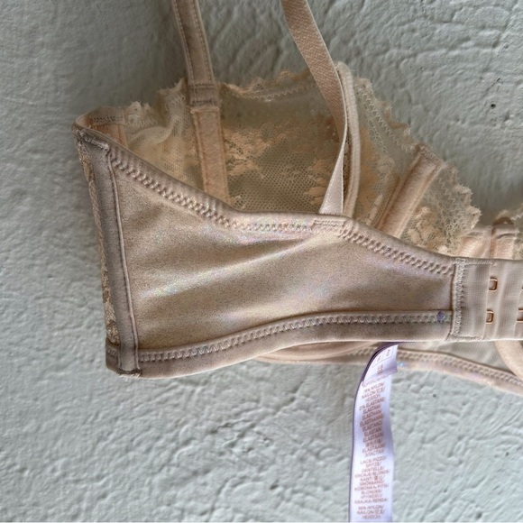 Savage X Fenty Caged Lace Unlined Balconette Bra Iridescent Vintage Lace 32D - Picture 6 of 9